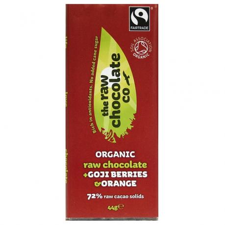 Ciocolata neagra cu aroma de portocala si fructe Goji ECO 44 g - The Raw Chocolate