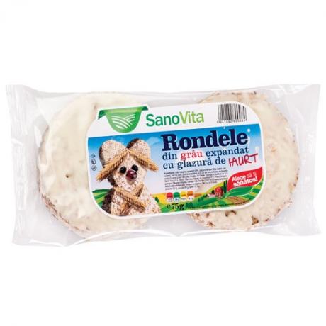 Rondele din grau expandat cu glazura de iaurt 75 g - Sano Vita