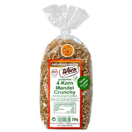 Patru cereale integrale crocante expandate cu migdale fara gluten ECO 250 g - Werz