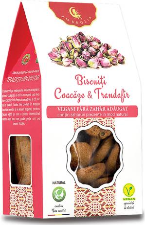 Biscuiti vegani cu coacaze si trandafiri 130 g - Hiper Ambrozia