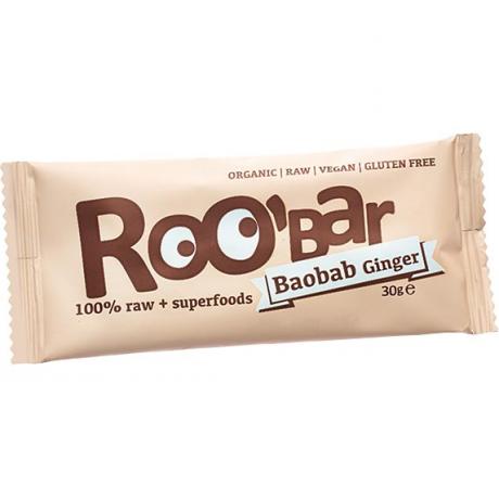 Baton raw cu baobab si ghimbir ECO 30 g - Roo'Bar