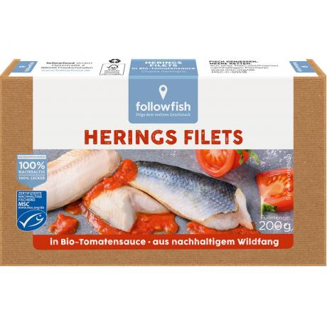 File de hering in sos ECO de rosii 200 g - Followfish