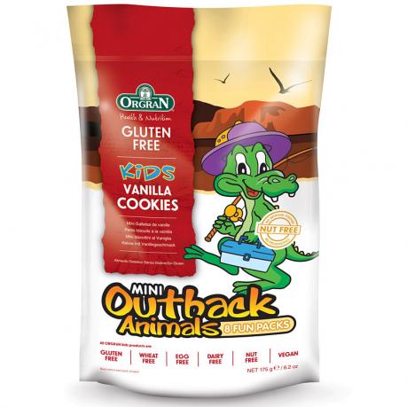 Mini - biscuiti cu vanilie in forma de animale (8 mini pungute) 175 g - Orgran