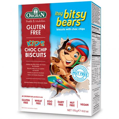 Biscuiti ursuleti Itsy Bitsy cu bucatele de ciocolata 175 g - Orgran