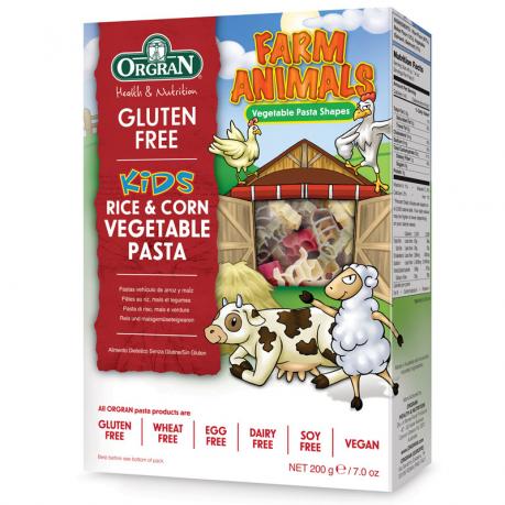 Paste vegetale din orez si porumb cu forme de animale 200 g - Orgran