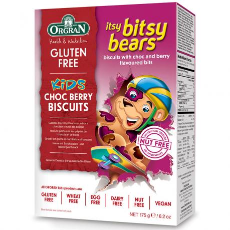 Biscuiti ursuleti Itsy Bitsy cu aroma de ciocolata si fructe de padure 175 g - Orgran