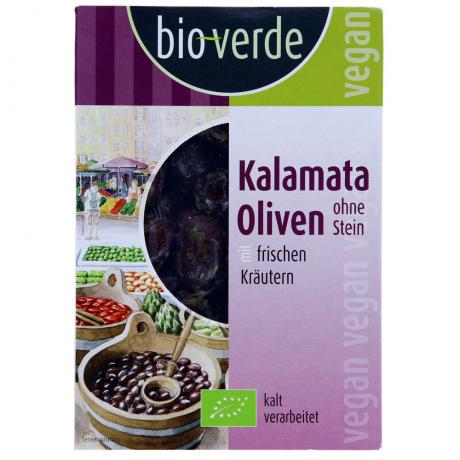 Masline kalamata fara samburi ECO cu ierburi proaspete 150 g - Bio Verde