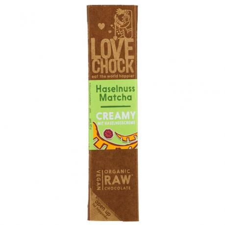 Ciocolata raw-vegana cu alune de padure si ceai matcha ECO 40 g - Lovechock