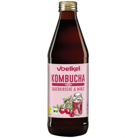 Kombucha cu suc de visine si extract de menta ECO 330 ml - Voelkel