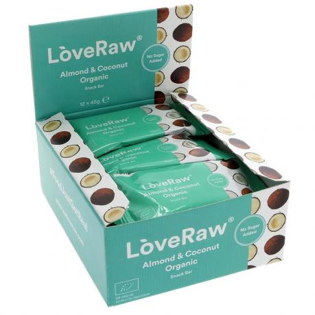 Baton raw cu migdale si fulgi de cocos ECO 45 g - Loveraw