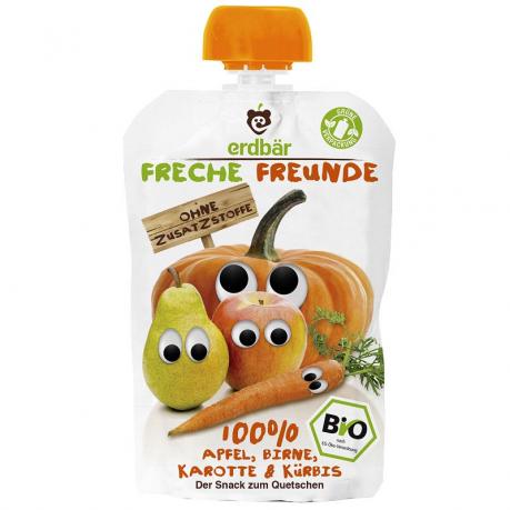 Piure cu mere, pere, morcovi si dovleac ECO 100 g - erdbär Freche Freunde