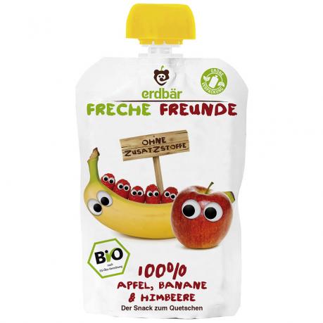 Piure cu banane, mere si zmeura ECO 100 g - erdbär Freche Freunde