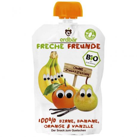 Piure de pere, banane, portocale si vanilie ECO 100 g - erdbär Freche Freunde