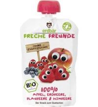 Piure cu mere, capsuni, afine si zmeura ECO 100 g - erdbär Freche Freunde