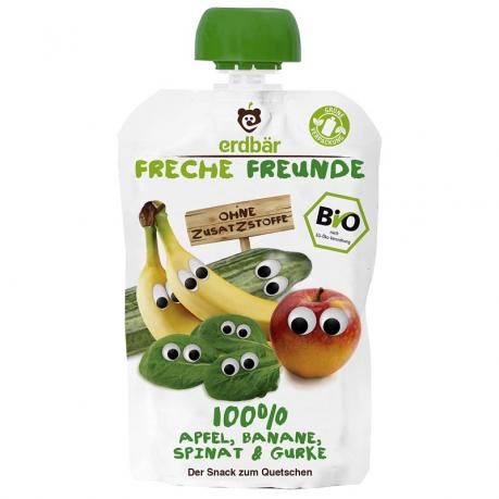 Piure de mere, banane, spanac si castravete ECO 100 g - erdbär Freche Freunde