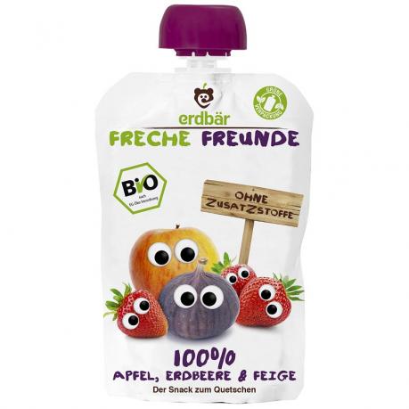 Piure cu mere, capsuni si smochine ECO 100 g - erdbär Freche Freunde