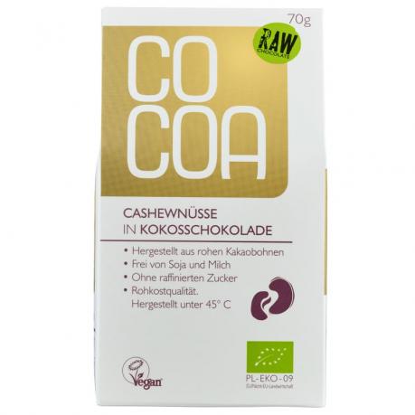 Nuci caju in ciocolata raw cu lapte de cocos ECO 70 g - Cocoa