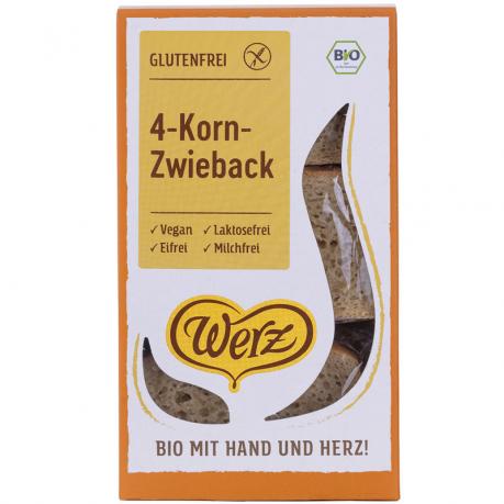 Felii de paine uscata (zwieback) fara gluten, din faina integrala de 4 cereale ECO 150 g - Werz