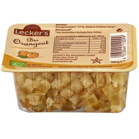 Coaja de portocala confiata cubulete ECO 100 g - Lecker's