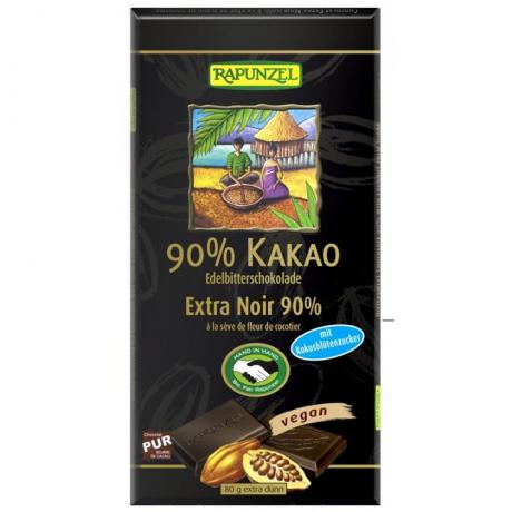 Ciocolata amaruie 90% cacao si zahar de cocos VEGANA, ECO, 80 g - Rapunzel