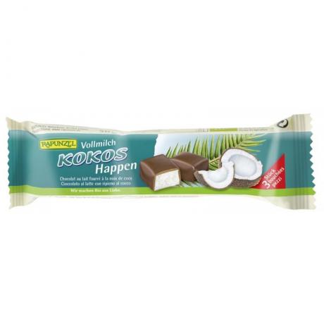 Baton de cocos cu glazura din lapte integral , ECO, 50 g - Rapunzel