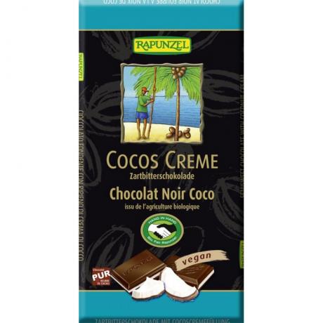 Ciocolata amaruie cu umplutura de crema de cocos VEGANA, ECO, 100 g - Rapunzel