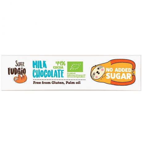 Baton de ciocolata cu lapte, fara zahar adaugat, ECO, 40 g - Super Fudgio