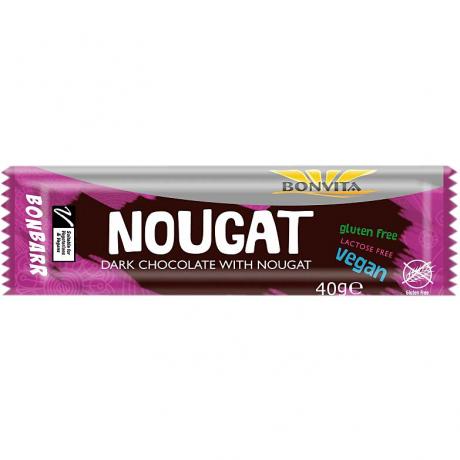 Baton de ciocolata neagra cu nuga, ECO, 40 g, - BonVita