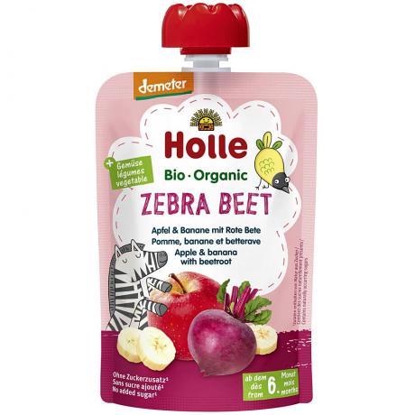 Piure “Zebra Beet”, cu mar, banana si sfecla rosie, Demeter, ECO, 100 g, - Holle