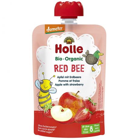 Piure “Red Bee” cu mar si capsuni, Demeter, ECO, 100 g, - Holle