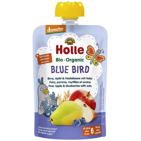 Piure “Blue bird”, cu para, mar, afine si ovaz, Demeter, ECO, 100 g, - Holle