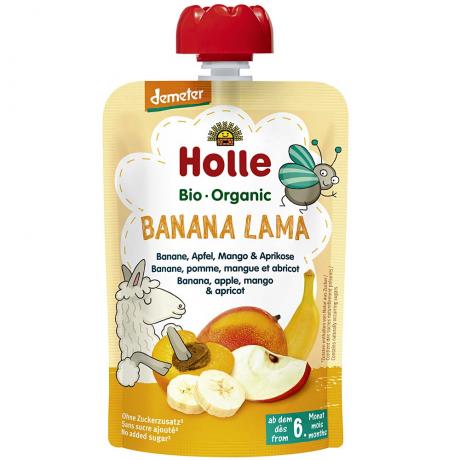 Piure “Banana Lama”, cu banana, mar, mango si caisa, Demeter, ECO, 100 g, - Holle