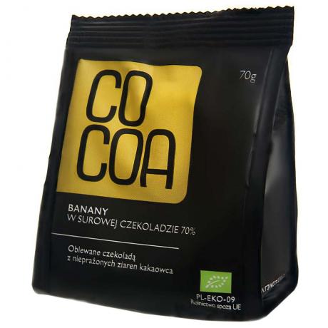 Banane invelite in ciocolata raw-vegana, ECO, 70 g, - Cocoa