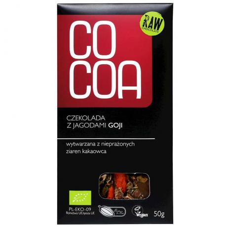 Ciocolata raw-vegana, cu goji, ECO, 50 g, - Cocoa