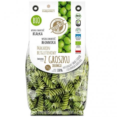 Fusilli din mazare, fara gluten, ECO, 250 g, - Fabijanscy