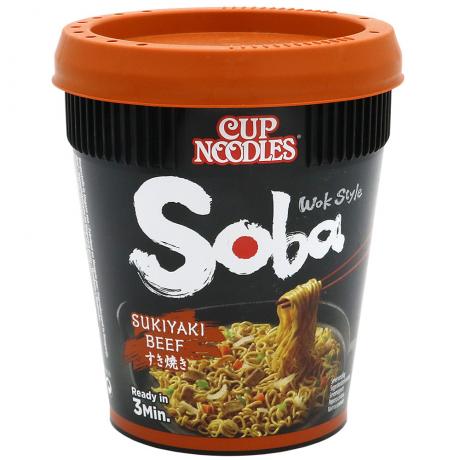 Taitei Soba stil wok, la pahar – carne de vita Sukiyaki 90 g - Nissin