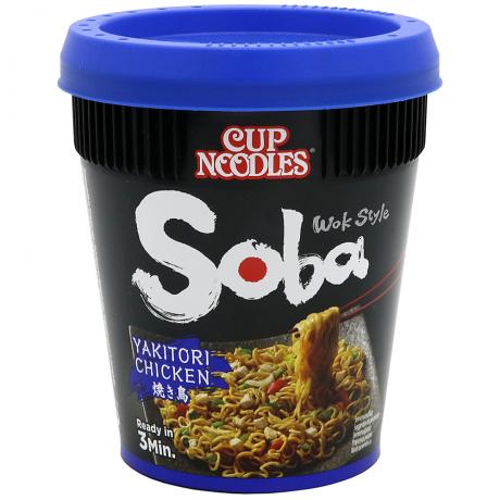 Taitei Soba stil wok la pahar – pui yakitori 89 g - Nissin