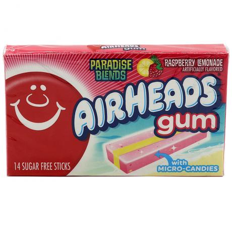 Guma cu aroma de zmeura si lamaie, fara zahar, cu indulcitori, 33.6 g (14 buc) - Airheads